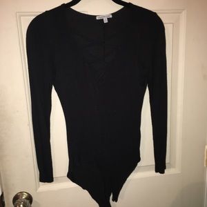 Black Lace Up Bodysuit